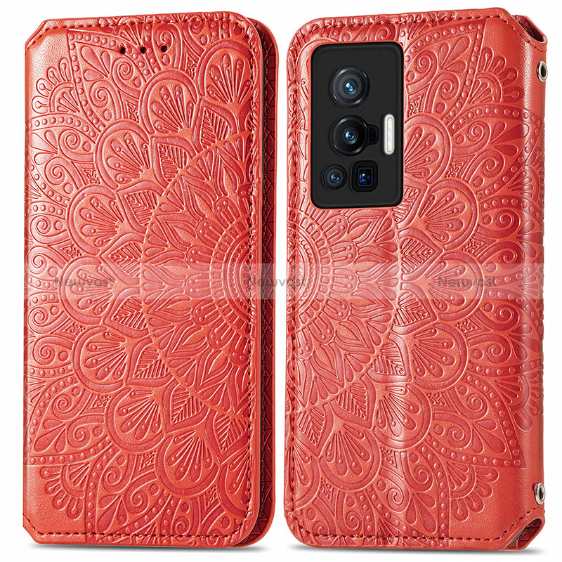 Leather Case Stands Fashionable Pattern Flip Cover Holder S01D for Vivo X70 Pro 5G