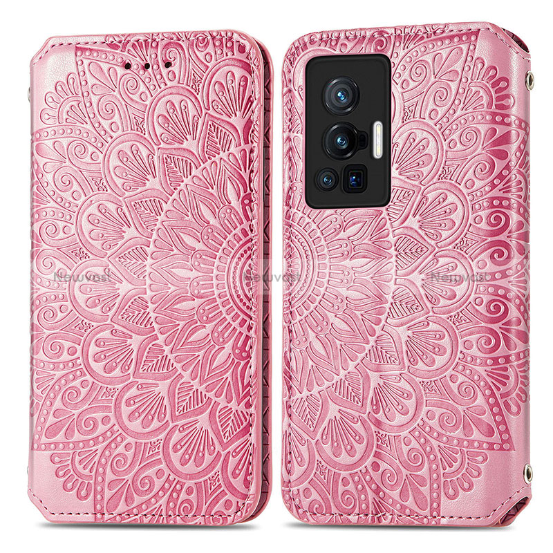 Leather Case Stands Fashionable Pattern Flip Cover Holder S01D for Vivo X70 Pro 5G
