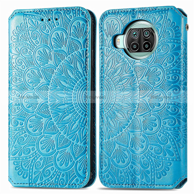 Leather Case Stands Fashionable Pattern Flip Cover Holder S01D for Xiaomi Mi 10T Lite 5G Blue