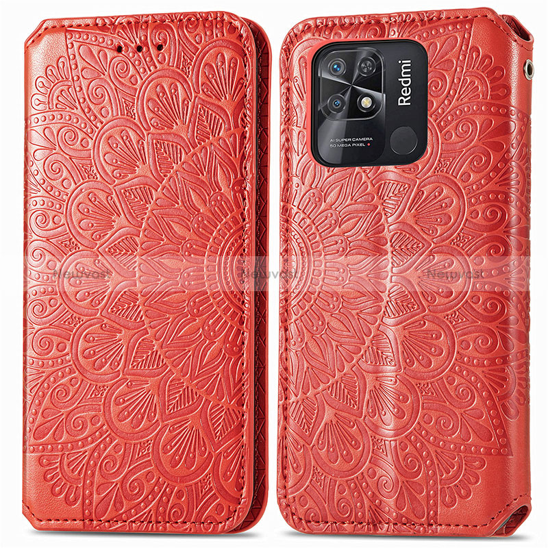 Leather Case Stands Fashionable Pattern Flip Cover Holder S01D for Xiaomi Redmi 10 Power