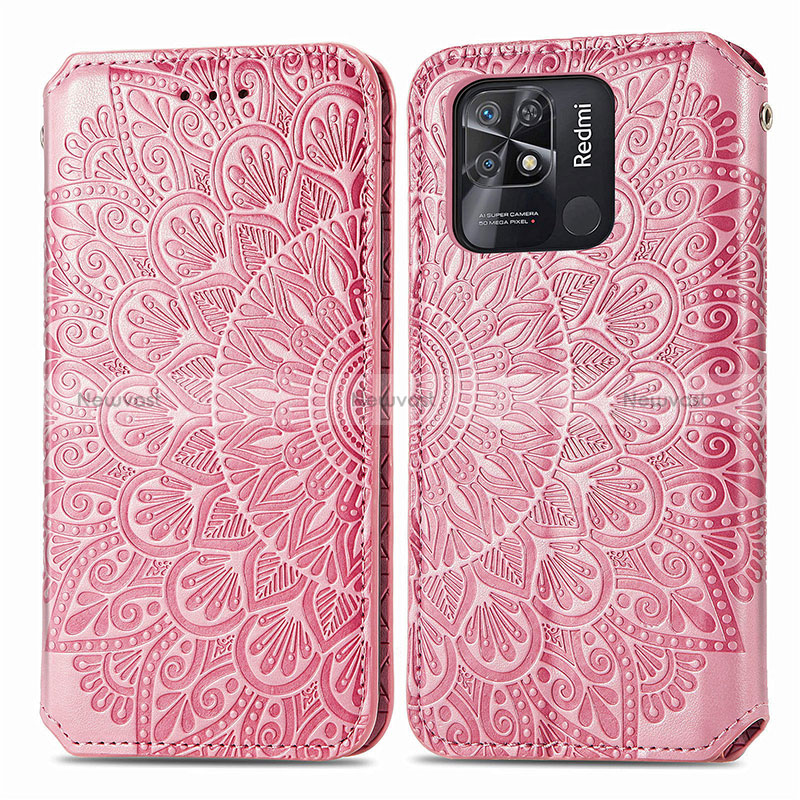 Leather Case Stands Fashionable Pattern Flip Cover Holder S01D for Xiaomi Redmi 10 Power