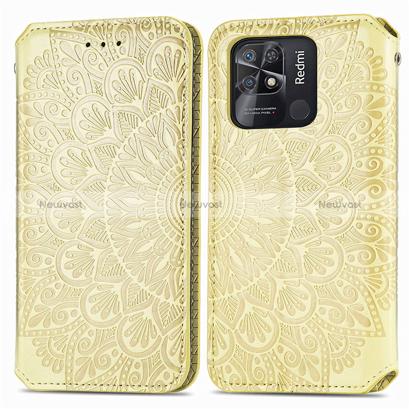 Leather Case Stands Fashionable Pattern Flip Cover Holder S01D for Xiaomi Redmi 10 Power