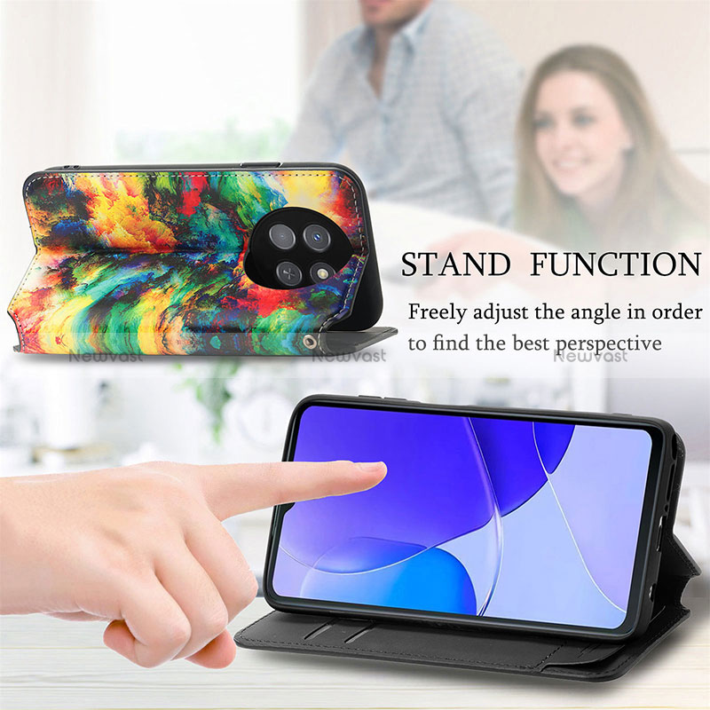 Leather Case Stands Fashionable Pattern Flip Cover Holder S02D for Huawei Nova Y91