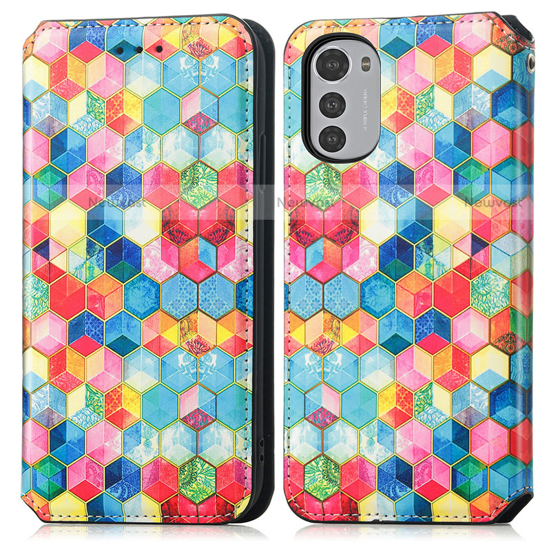Leather Case Stands Fashionable Pattern Flip Cover Holder S02D for Motorola Moto E32s