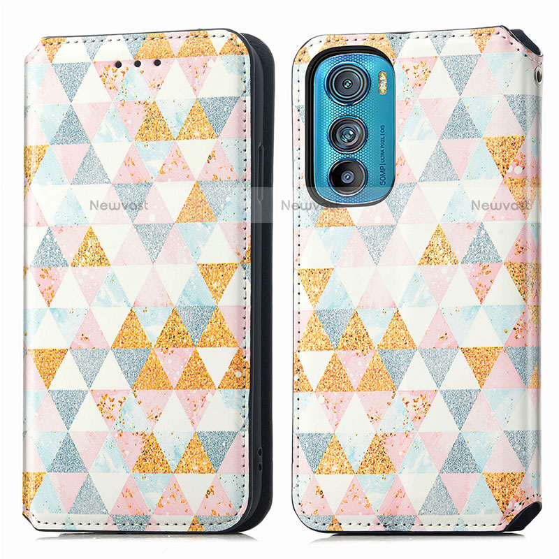 Leather Case Stands Fashionable Pattern Flip Cover Holder S02D for Motorola Moto Edge 30 5G