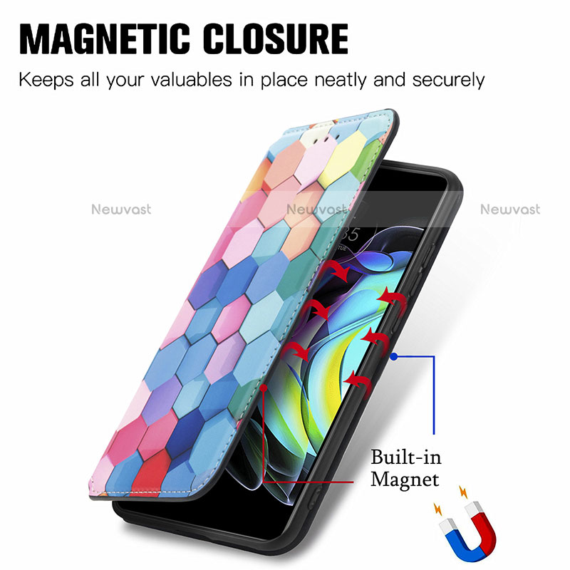 Leather Case Stands Fashionable Pattern Flip Cover Holder S02D for Motorola Moto Edge Lite 5G