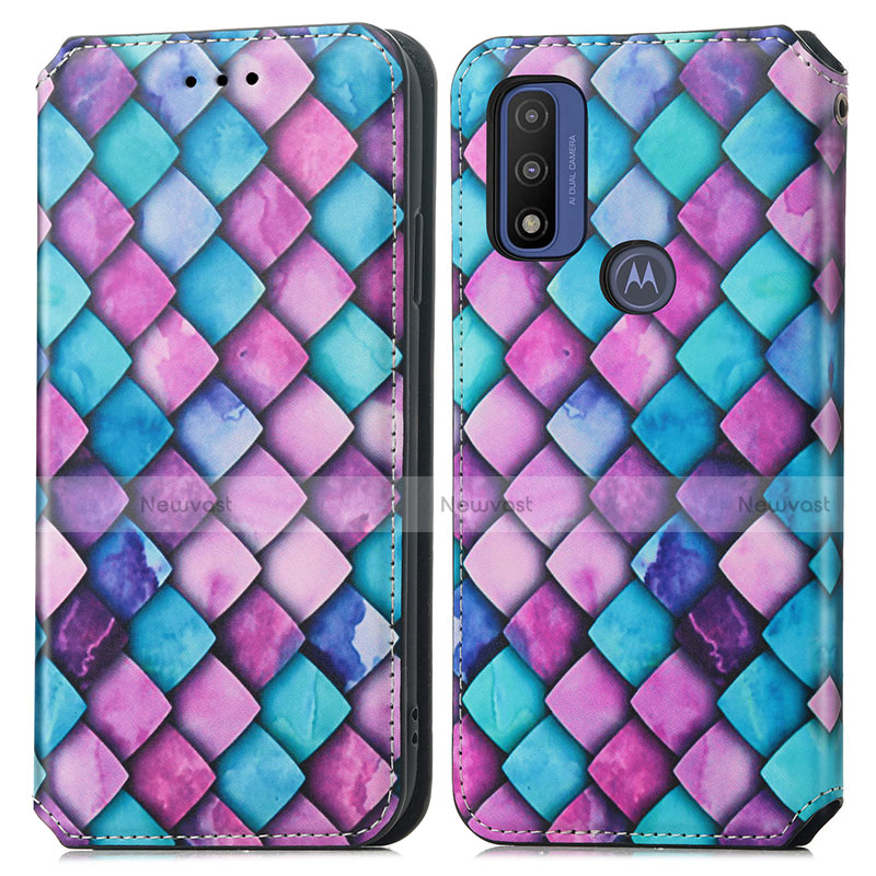 Leather Case Stands Fashionable Pattern Flip Cover Holder S02D for Motorola Moto G Pure