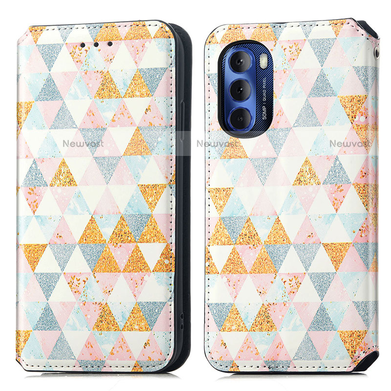 Leather Case Stands Fashionable Pattern Flip Cover Holder S02D for Motorola Moto G Stylus (2022) 4G