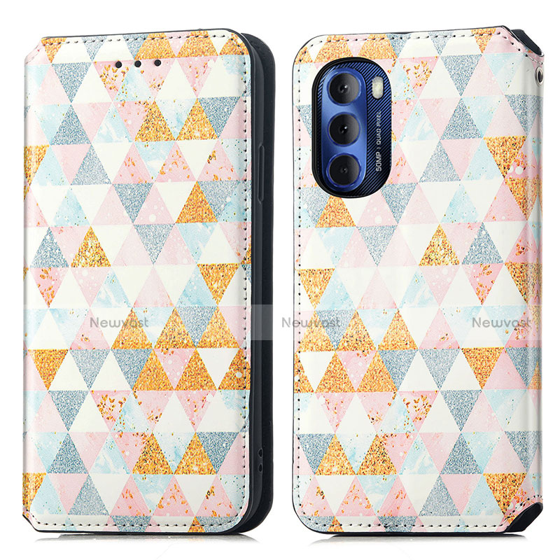 Leather Case Stands Fashionable Pattern Flip Cover Holder S02D for Motorola Moto G Stylus (2022) 5G
