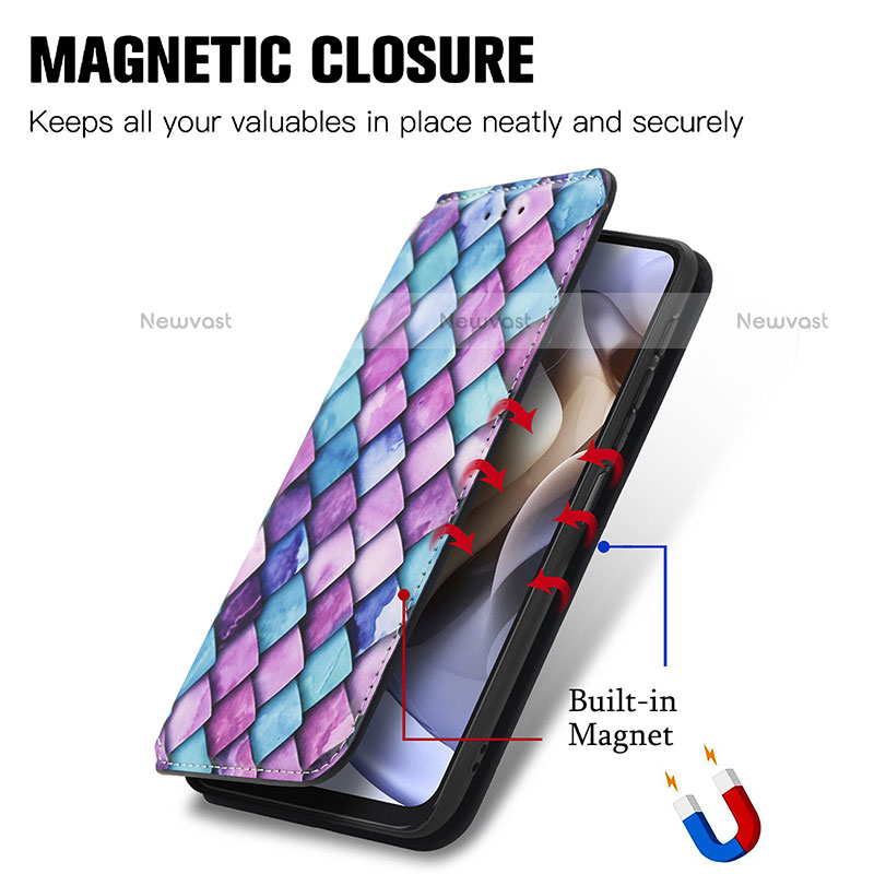 Leather Case Stands Fashionable Pattern Flip Cover Holder S02D for Motorola Moto G31