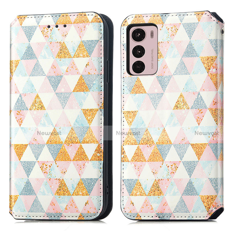 Leather Case Stands Fashionable Pattern Flip Cover Holder S02D for Motorola Moto G42