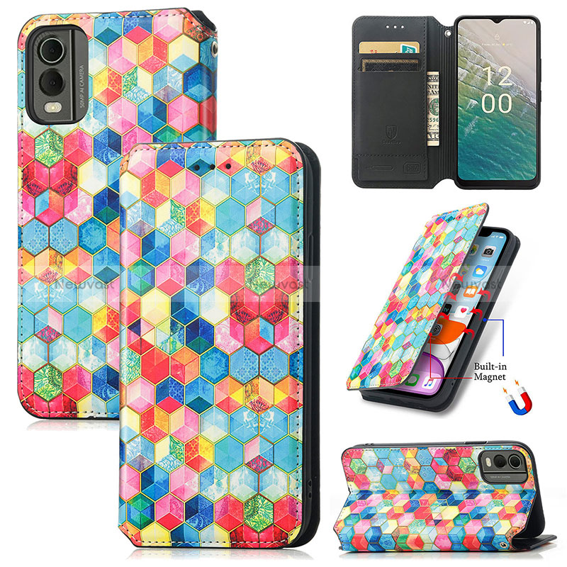 Leather Case Stands Fashionable Pattern Flip Cover Holder S02D for Nokia C32