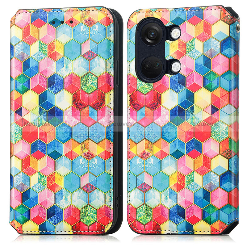 Leather Case Stands Fashionable Pattern Flip Cover Holder S02D for OnePlus Ace 2V 5G