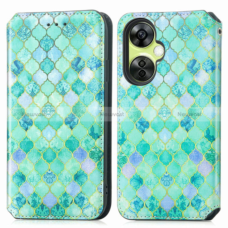Leather Case Stands Fashionable Pattern Flip Cover Holder S02D for OnePlus Nord CE 3 5G
