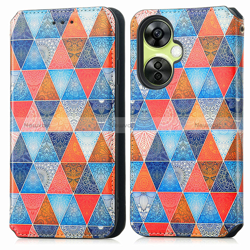 Leather Case Stands Fashionable Pattern Flip Cover Holder S02D for OnePlus Nord CE 3 5G