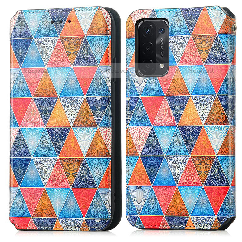 Leather Case Stands Fashionable Pattern Flip Cover Holder S02D for OnePlus Nord N200 5G
