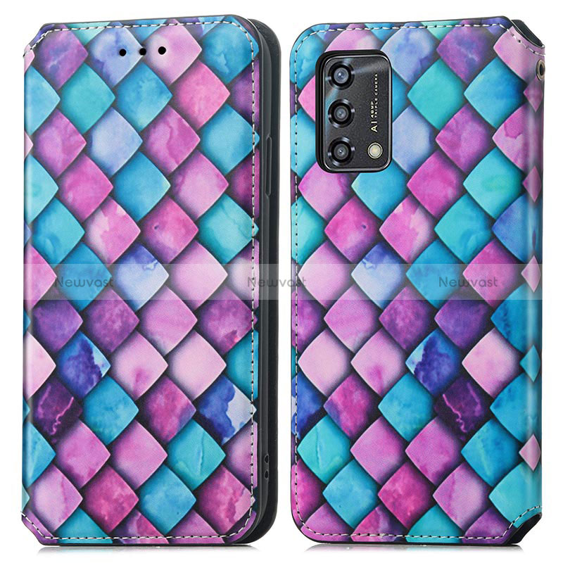 Leather Case Stands Fashionable Pattern Flip Cover Holder S02D for Oppo A95 4G