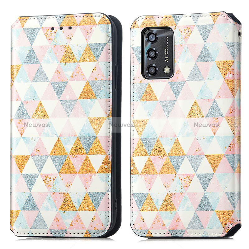 Leather Case Stands Fashionable Pattern Flip Cover Holder S02D for Oppo A95 4G