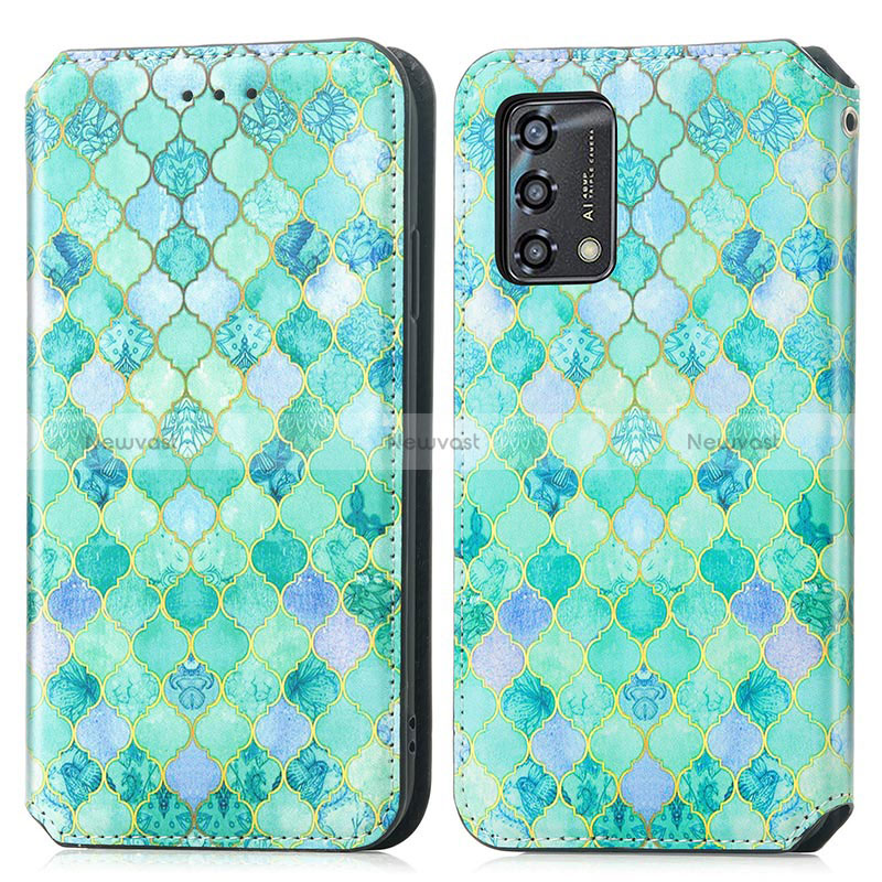 Leather Case Stands Fashionable Pattern Flip Cover Holder S02D for Oppo A95 4G