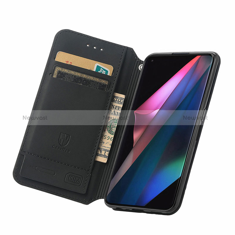 Leather Case Stands Fashionable Pattern Flip Cover Holder S02D for Oppo Find X3 5G