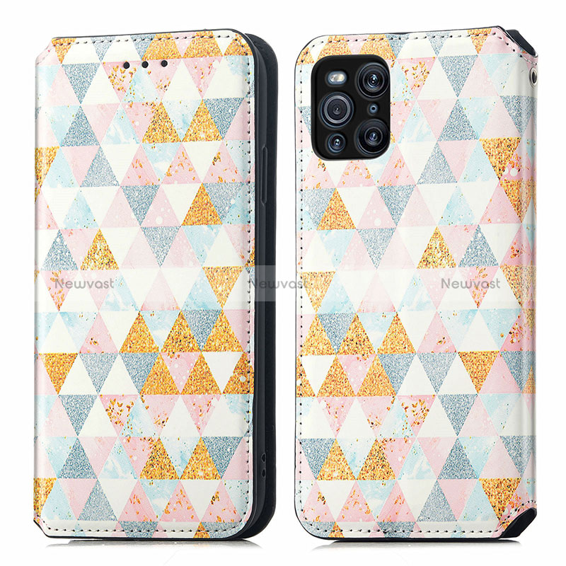 Leather Case Stands Fashionable Pattern Flip Cover Holder S02D for Oppo Find X3 5G