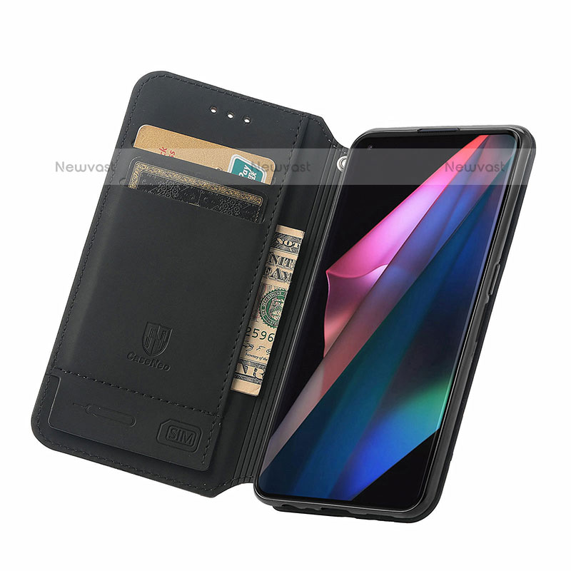 Leather Case Stands Fashionable Pattern Flip Cover Holder S02D for Oppo Find X3 Pro 5G