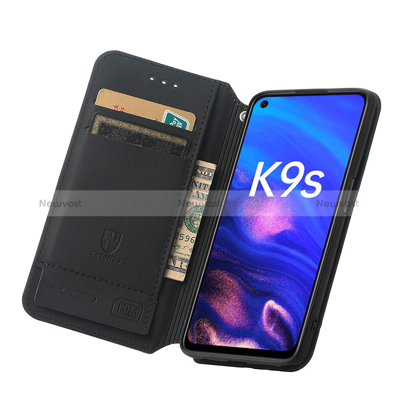 Leather Case Stands Fashionable Pattern Flip Cover Holder S02D for Oppo K9S 5G