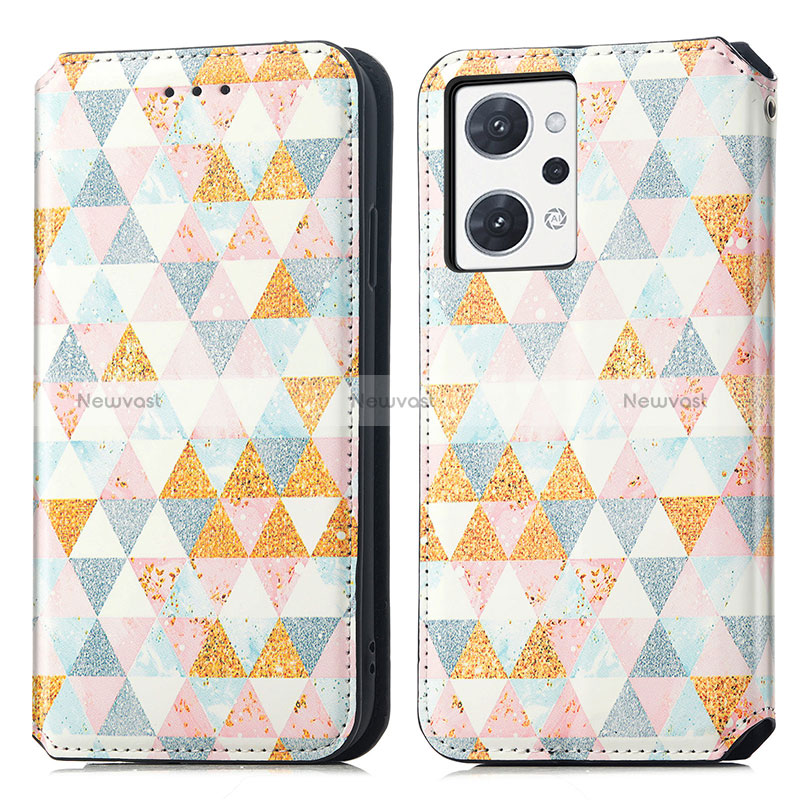 Leather Case Stands Fashionable Pattern Flip Cover Holder S02D for Oppo Reno7 A