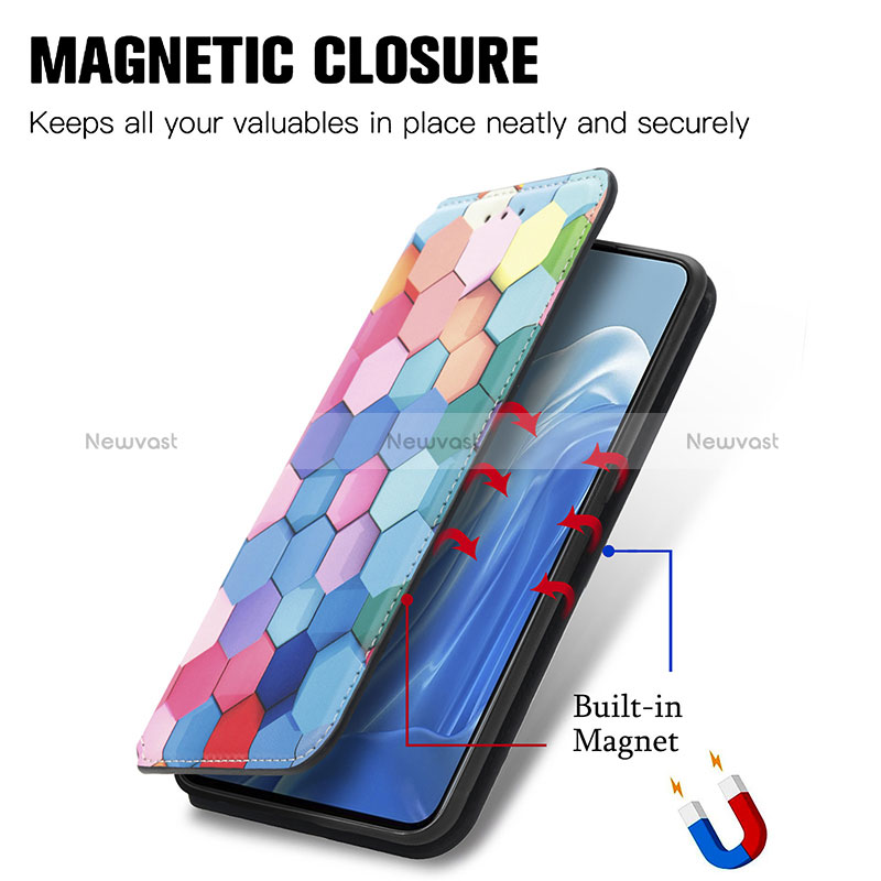 Leather Case Stands Fashionable Pattern Flip Cover Holder S02D for Oppo Reno7 Pro 5G