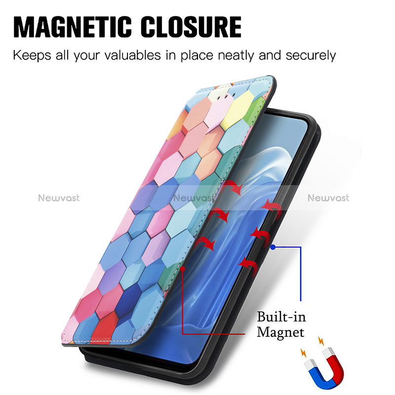 Leather Case Stands Fashionable Pattern Flip Cover Holder S02D for Oppo Reno8 4G