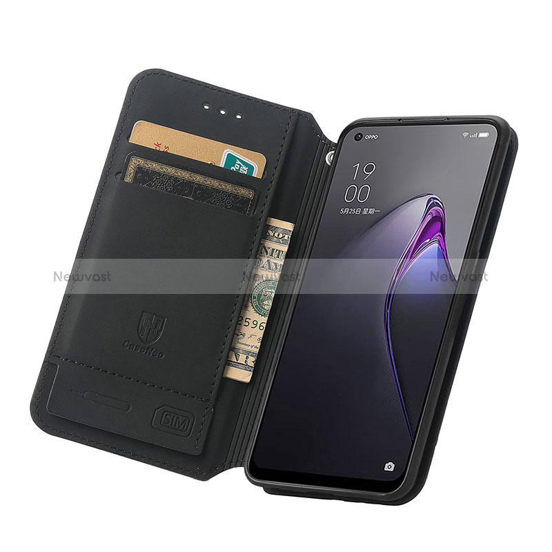 Leather Case Stands Fashionable Pattern Flip Cover Holder S02D for Oppo Reno8 5G