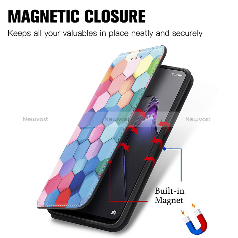 Leather Case Stands Fashionable Pattern Flip Cover Holder S02D for Oppo Reno9 5G