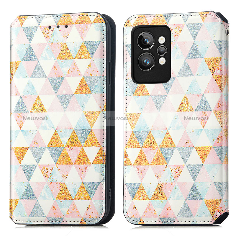 Leather Case Stands Fashionable Pattern Flip Cover Holder S02D for Realme GT2 Pro 5G