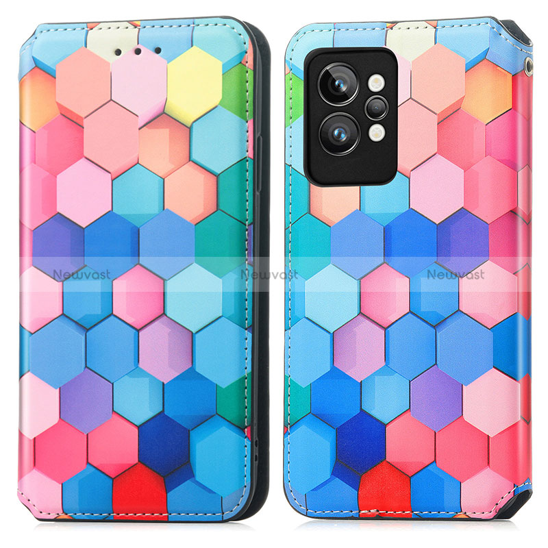 Leather Case Stands Fashionable Pattern Flip Cover Holder S02D for Realme GT2 Pro 5G