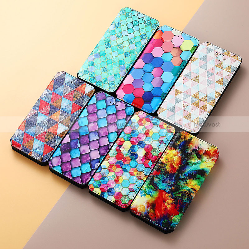 Leather Case Stands Fashionable Pattern Flip Cover Holder S02D for Samsung Galaxy A12 Nacho