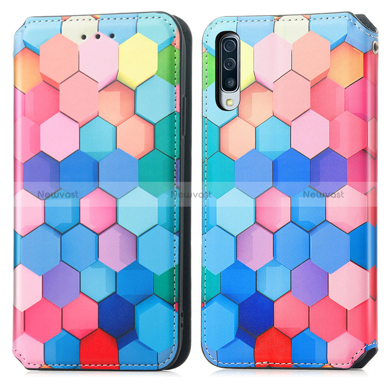 Leather Case Stands Fashionable Pattern Flip Cover Holder S02D for Samsung Galaxy A50