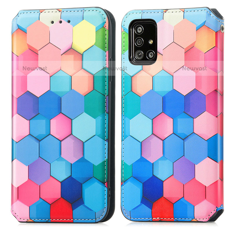 Leather Case Stands Fashionable Pattern Flip Cover Holder S02D for Samsung Galaxy A51 4G
