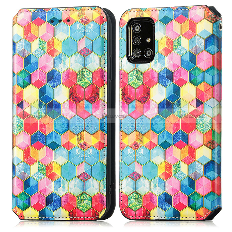 Leather Case Stands Fashionable Pattern Flip Cover Holder S02D for Samsung Galaxy A51 5G