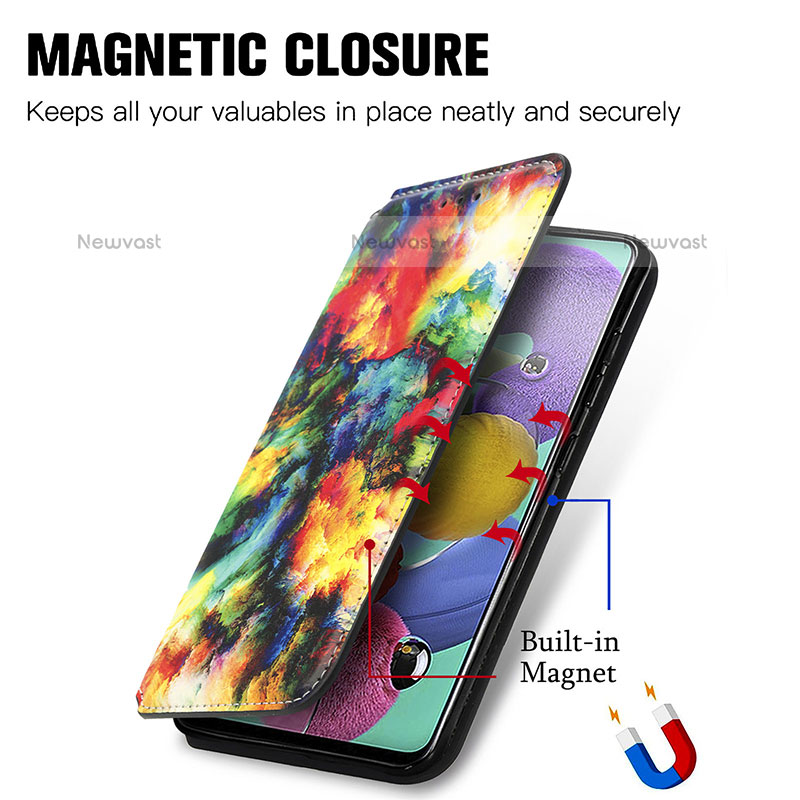 Leather Case Stands Fashionable Pattern Flip Cover Holder S02D for Samsung Galaxy A71 4G A715