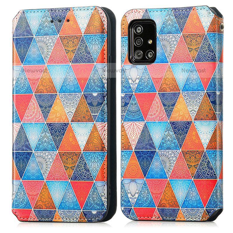 Leather Case Stands Fashionable Pattern Flip Cover Holder S02D for Samsung Galaxy A71 4G A715