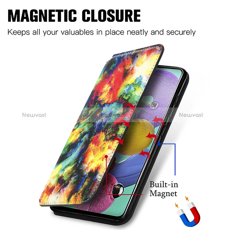 Leather Case Stands Fashionable Pattern Flip Cover Holder S02D for Samsung Galaxy A71 5G