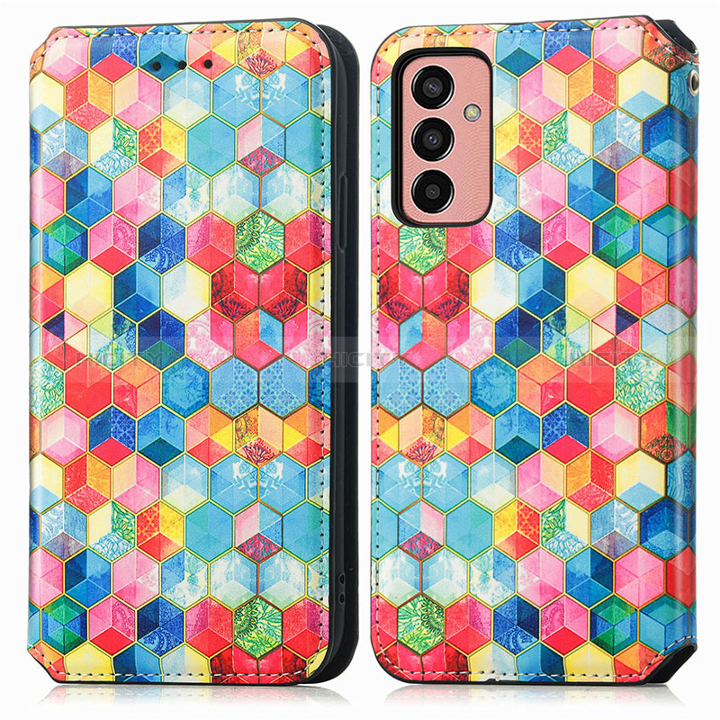 Leather Case Stands Fashionable Pattern Flip Cover Holder S02D for Samsung Galaxy F13 4G
