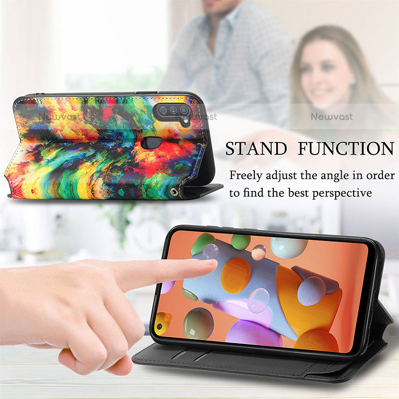 Leather Case Stands Fashionable Pattern Flip Cover Holder S02D for Samsung Galaxy M11