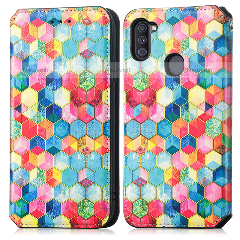 Leather Case Stands Fashionable Pattern Flip Cover Holder S02D for Samsung Galaxy M11