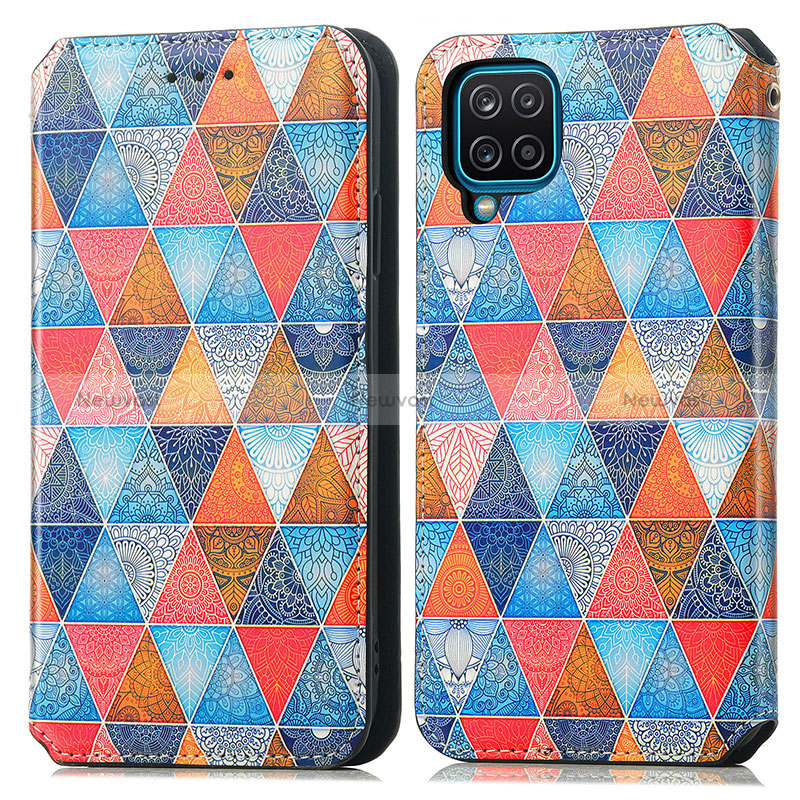 Leather Case Stands Fashionable Pattern Flip Cover Holder S02D for Samsung Galaxy M12