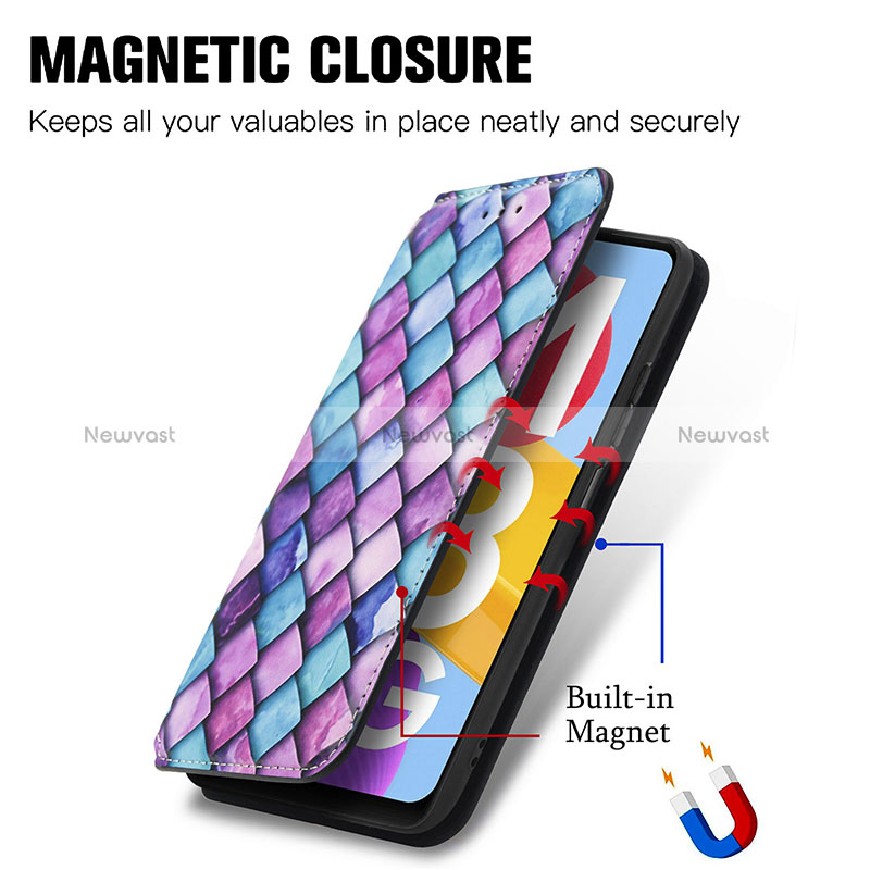 Leather Case Stands Fashionable Pattern Flip Cover Holder S02D for Samsung Galaxy M13 5G