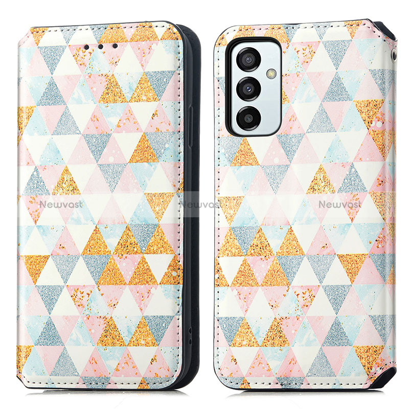 Leather Case Stands Fashionable Pattern Flip Cover Holder S02D for Samsung Galaxy M23 5G