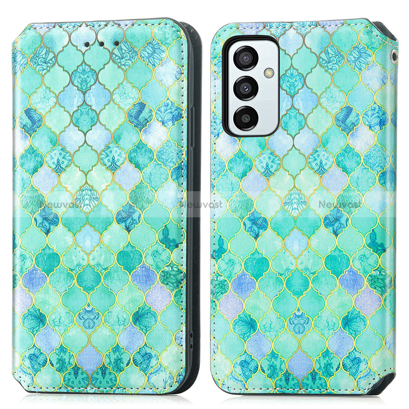 Leather Case Stands Fashionable Pattern Flip Cover Holder S02D for Samsung Galaxy M23 5G