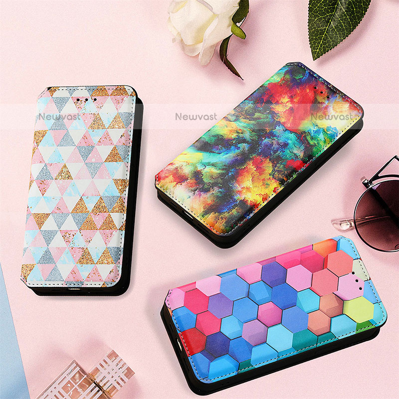 Leather Case Stands Fashionable Pattern Flip Cover Holder S02D for Samsung Galaxy M32 4G