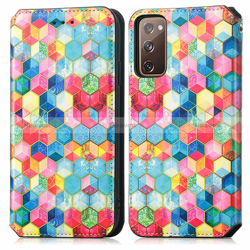 Leather Case Stands Fashionable Pattern Flip Cover Holder S02D for Samsung Galaxy S20 FE (2022) 5G